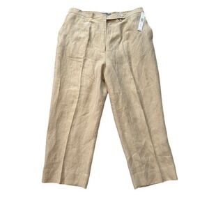 NWT Kate Hill‎ Linen Blend Pants Indian Summer Beige Cropped Trousers Womens 18W